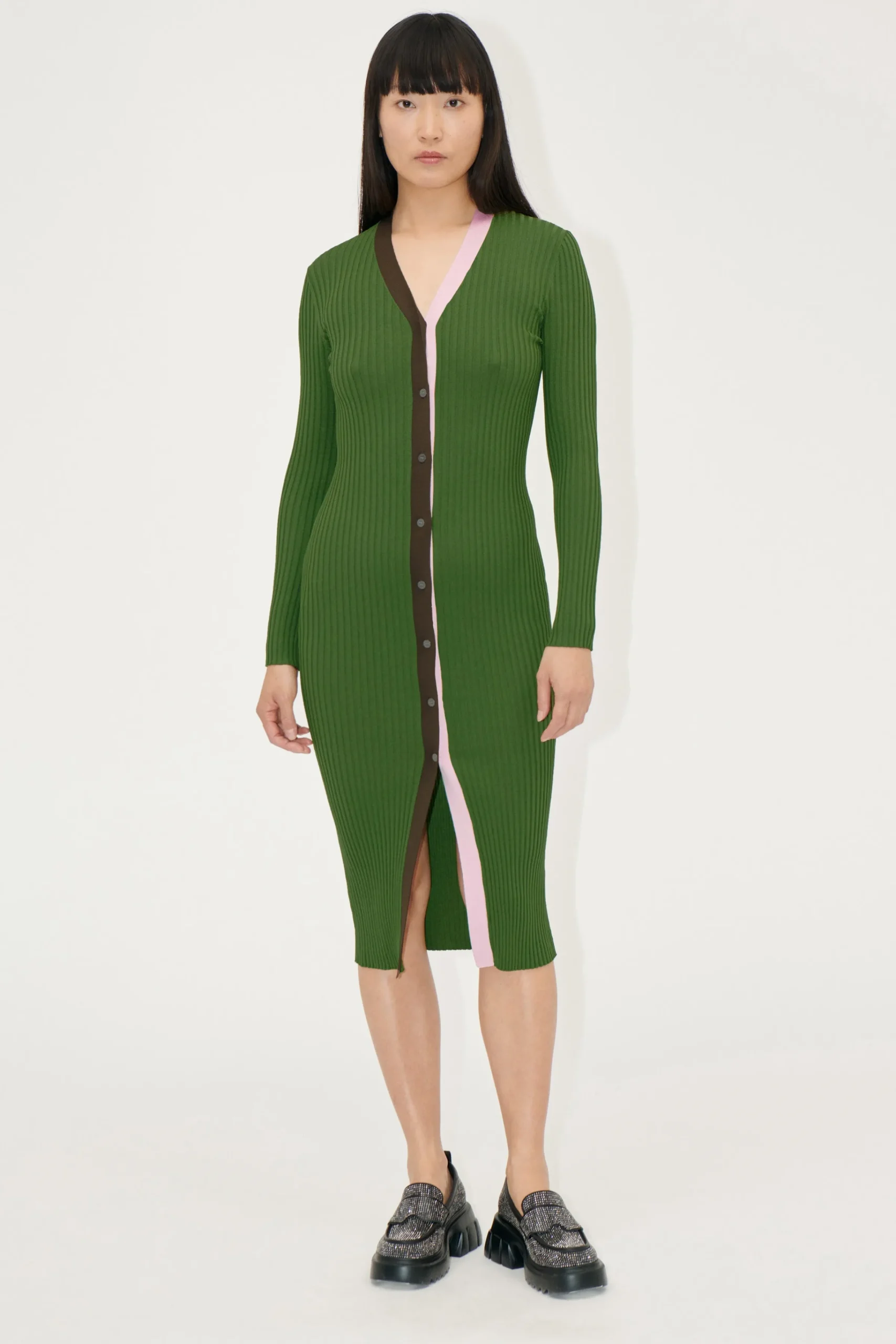 Cardigan Dress - Sage Green Multi-STINE GOYA Clearance