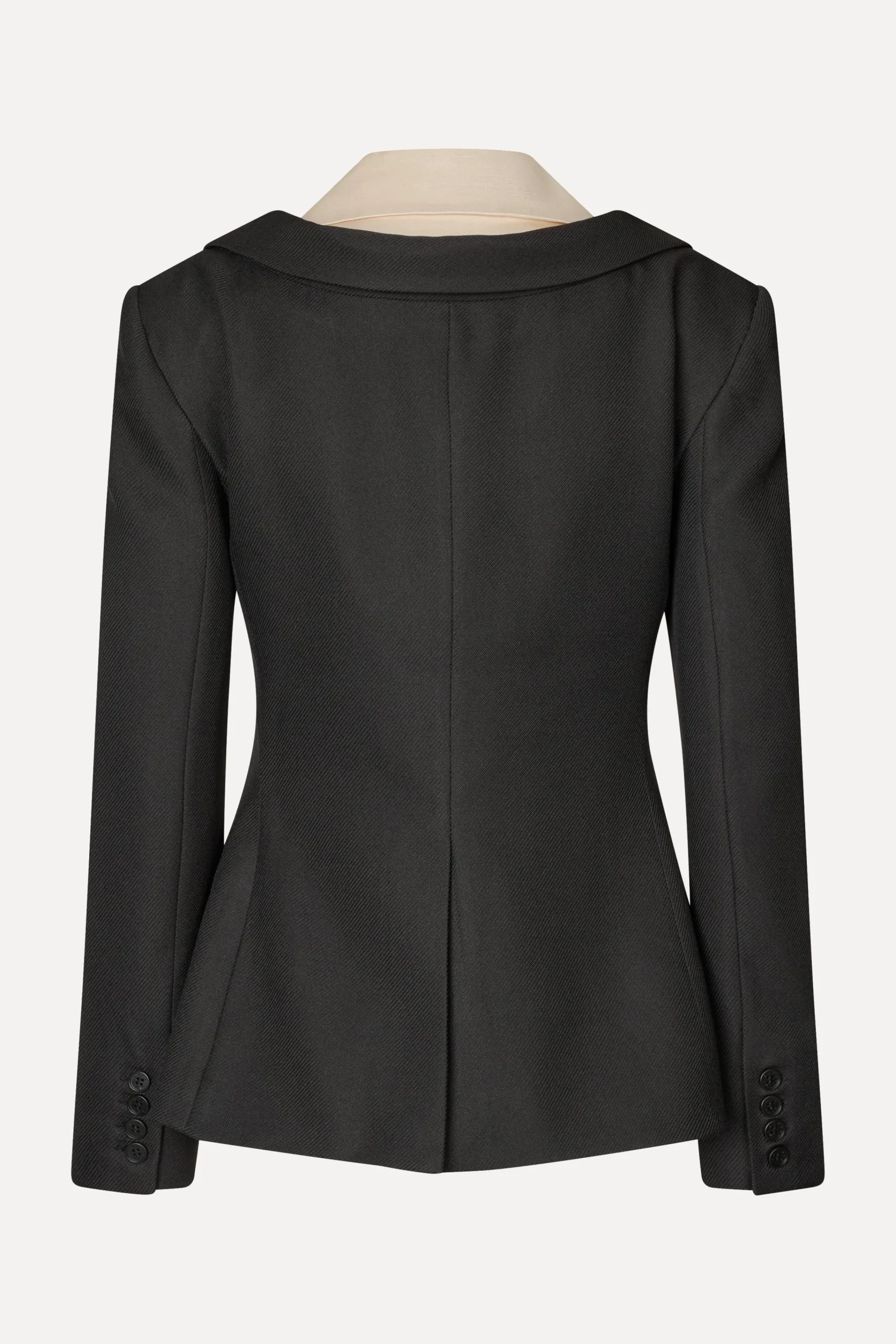 Double Collar Tailored Jacket - Black / Butter Milk-STINE GOYA Online