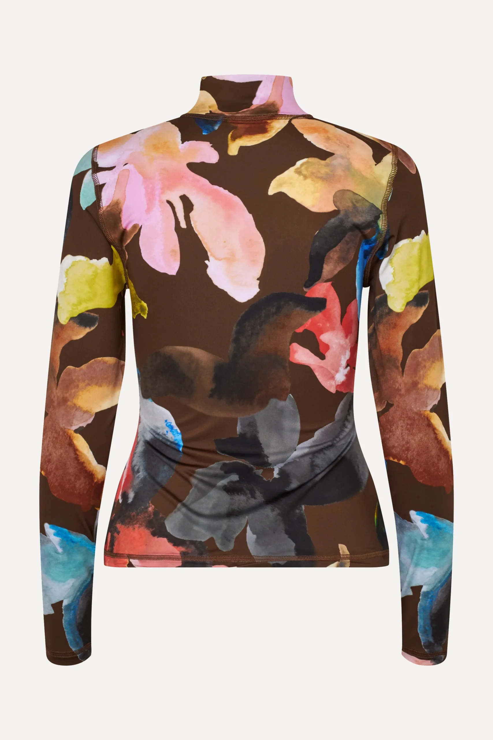 Elastic High Neck Collared Top - Aquarelle Garden-STINE GOYA Sale