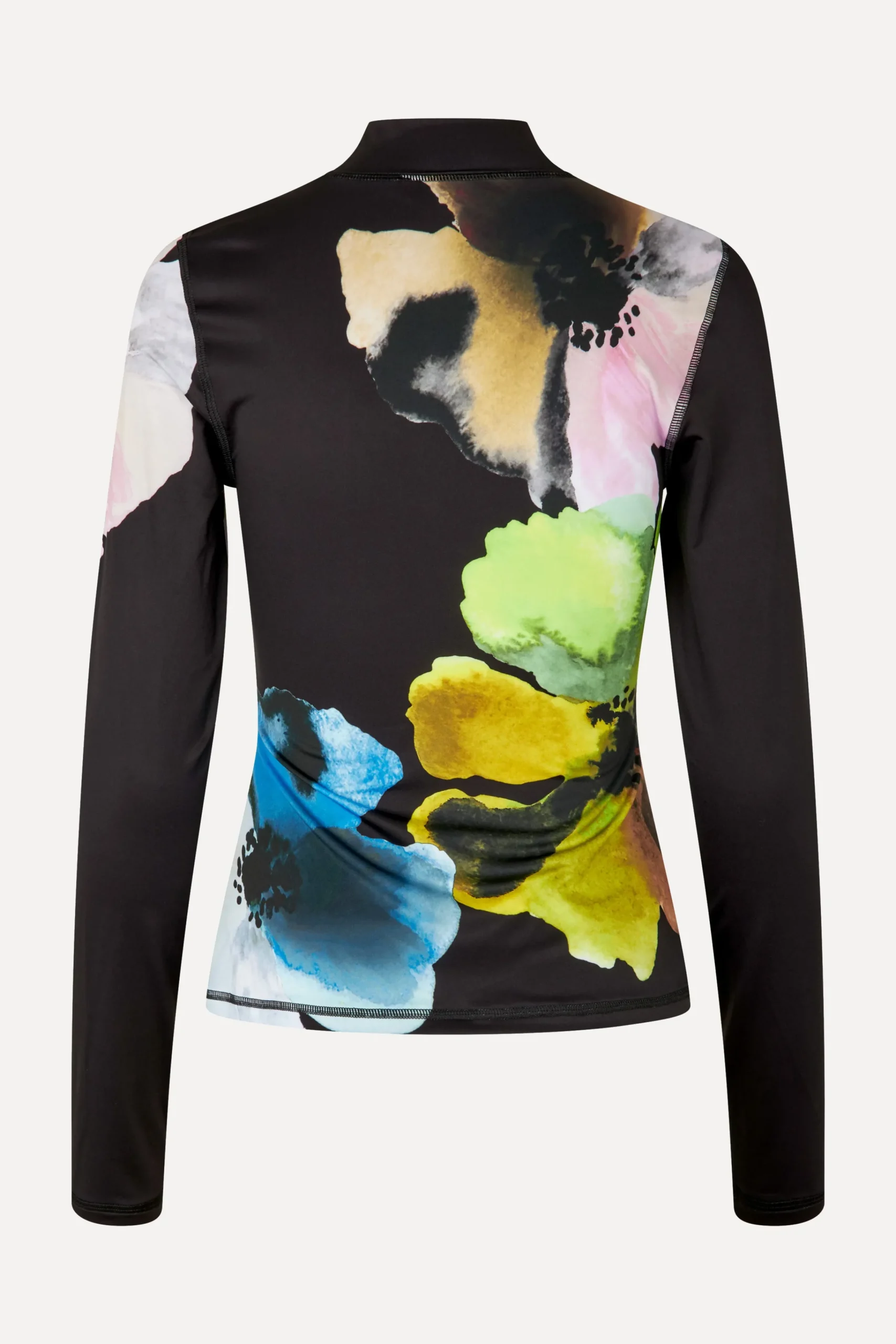 Elastic High Neck Collared Top - Watercolor Bloom Maxi-STINE GOYA Store