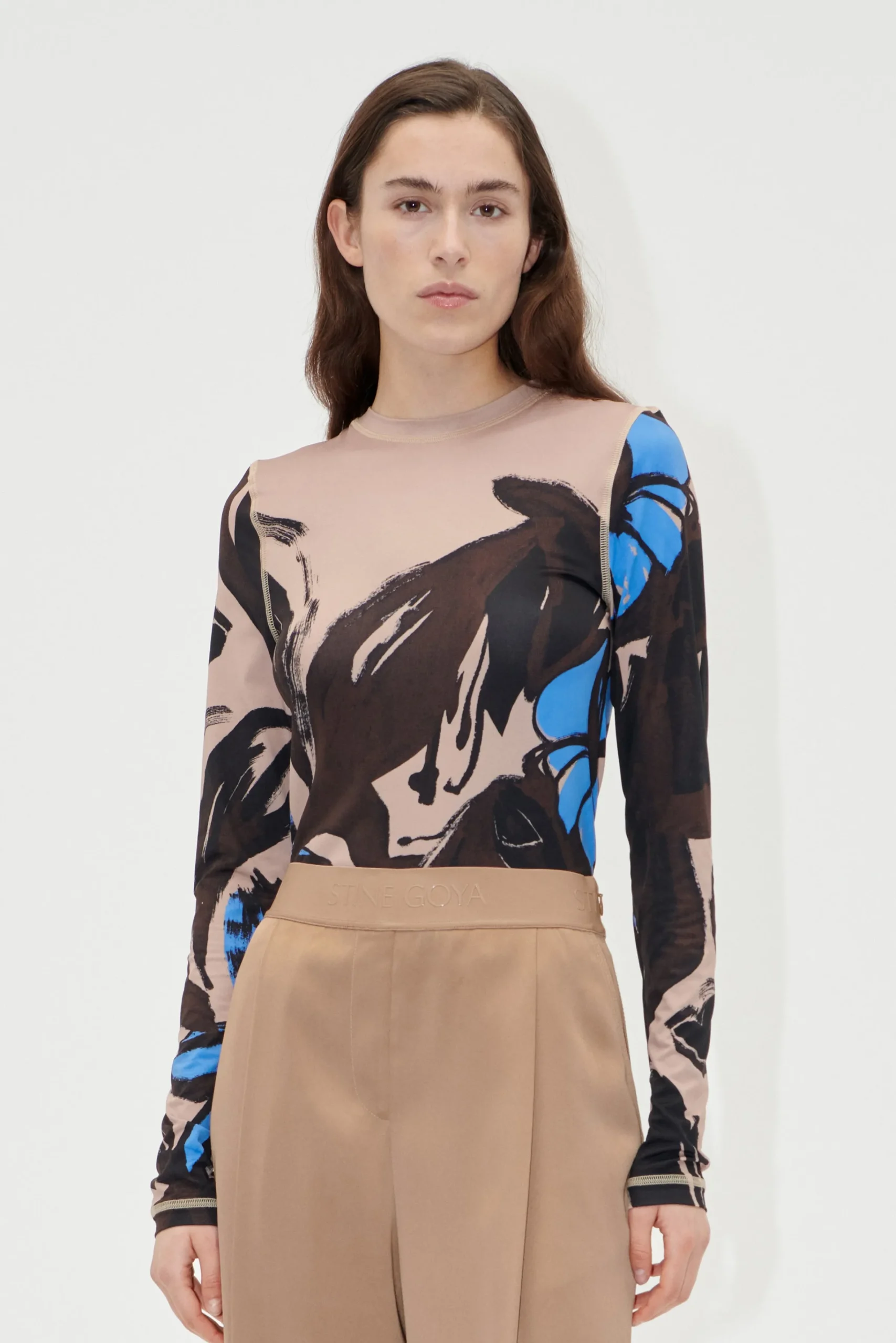 Elastic Long Sleeve Top - Eccentric Floral-STINE GOYA Outlet