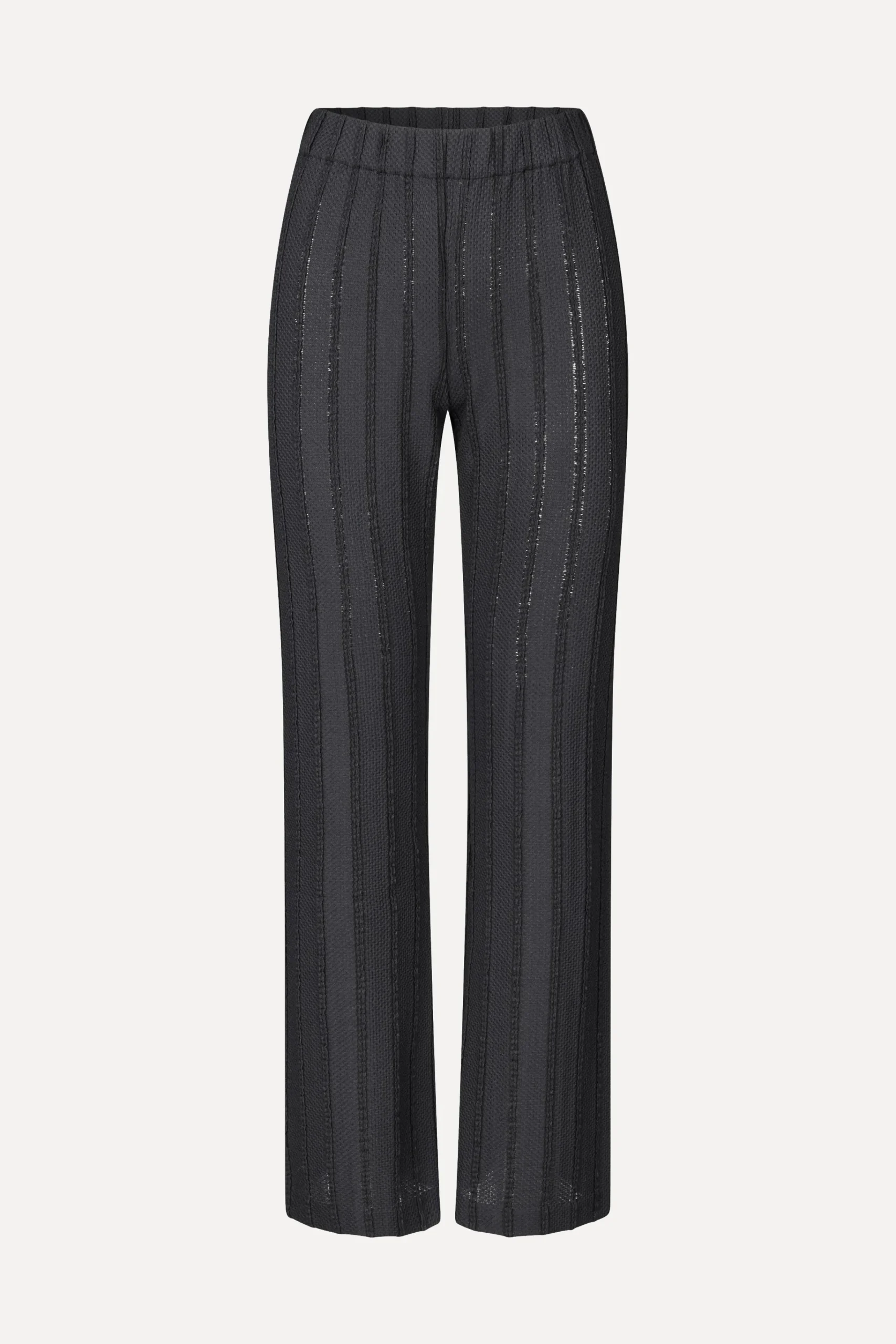 Elasticated Straight Long Pants - Black / White-STINE GOYA Outlet