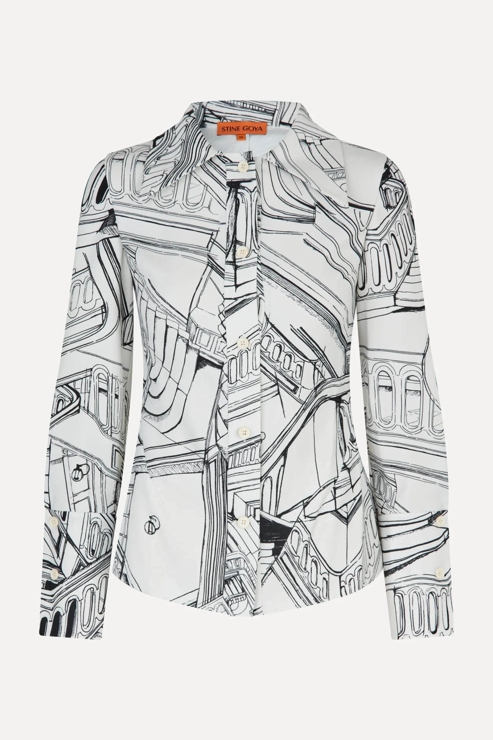 Fitted Long Sleeve Shirt - Fineline Staircase-STINE GOYA Best Sale