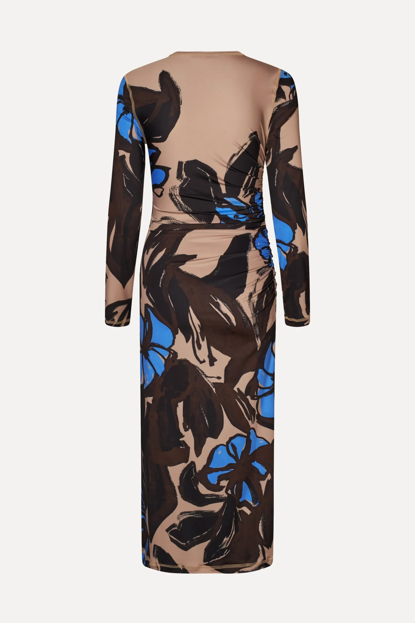 Gathered Long Sleeve Midi Dress - Eccentric Floral-STINE GOYA Fashion