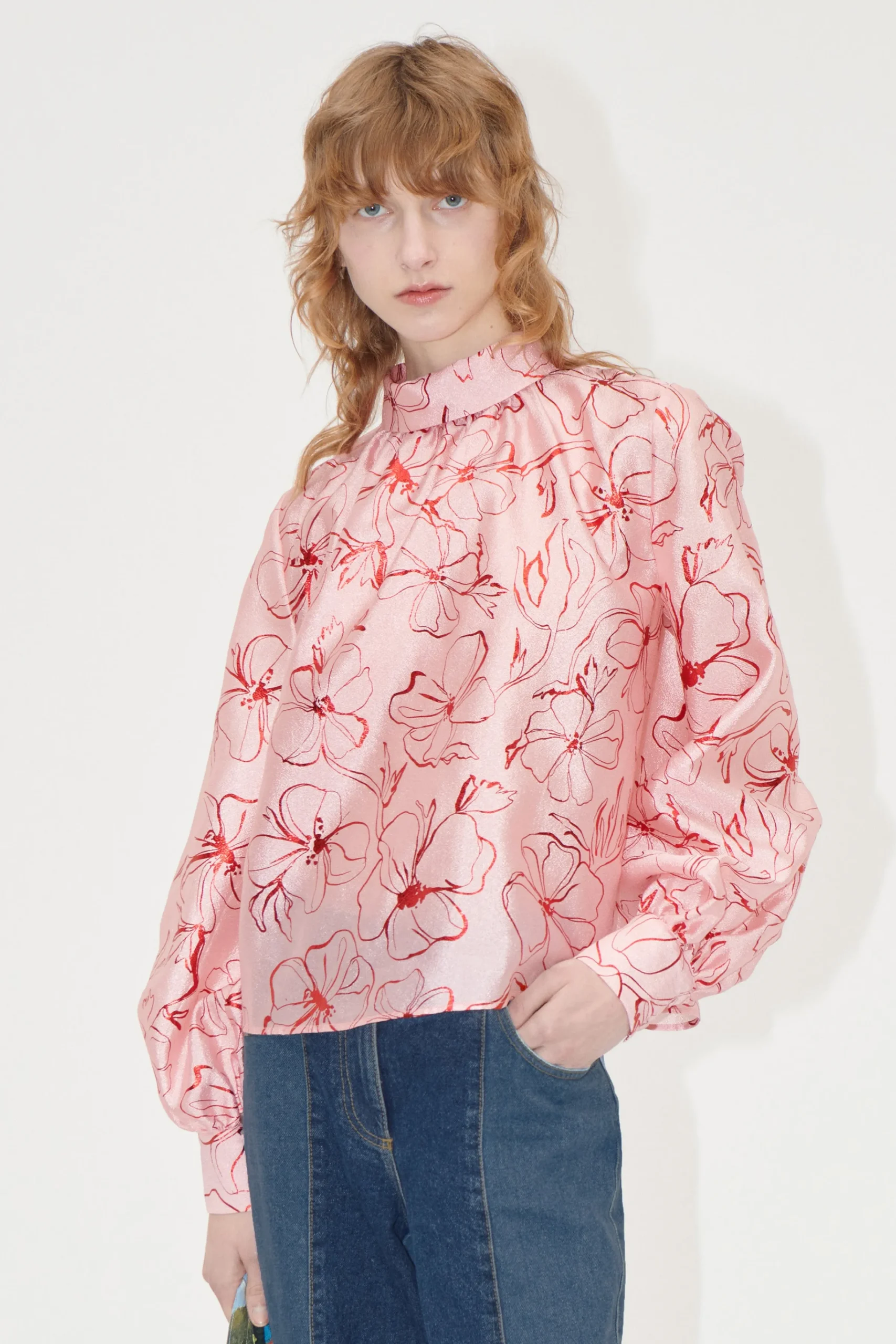 Gathered Long Sleeve Top - Foil Foliage-STINE GOYA Best