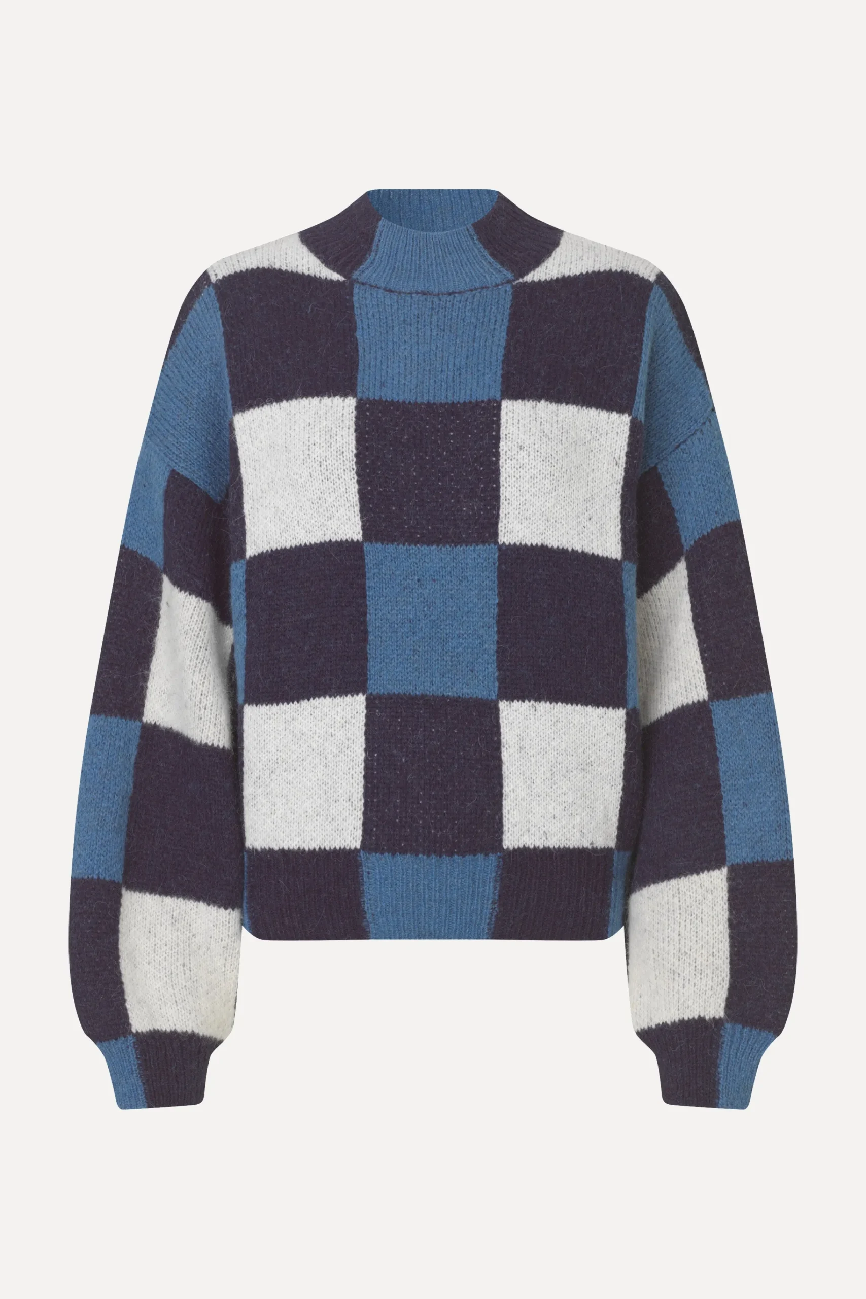 Gingham Check Sweater - Blue Gingham Check-STINE GOYA Online