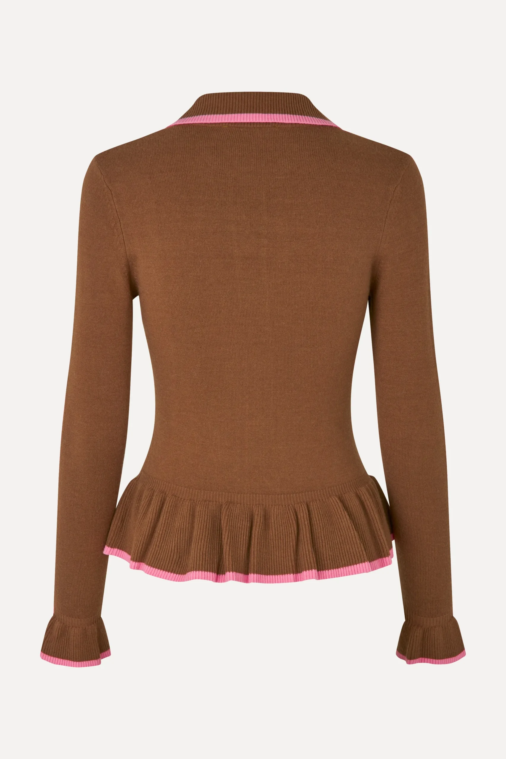 Linear Ruffle Cardigan - Partridge Brown-STINE GOYA Clearance