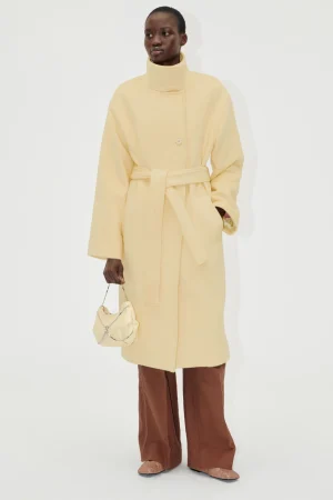 Long Sleeve High Collar Coat - Butter Milk-STINE GOYA Cheap