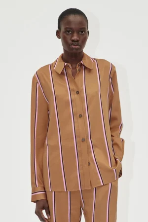 Long Sleeve Shirt - Cocoa Stripes-STINE GOYA Best
