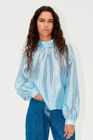 SGAshley Blouse - Blue Check-STINE GOYA Clearance