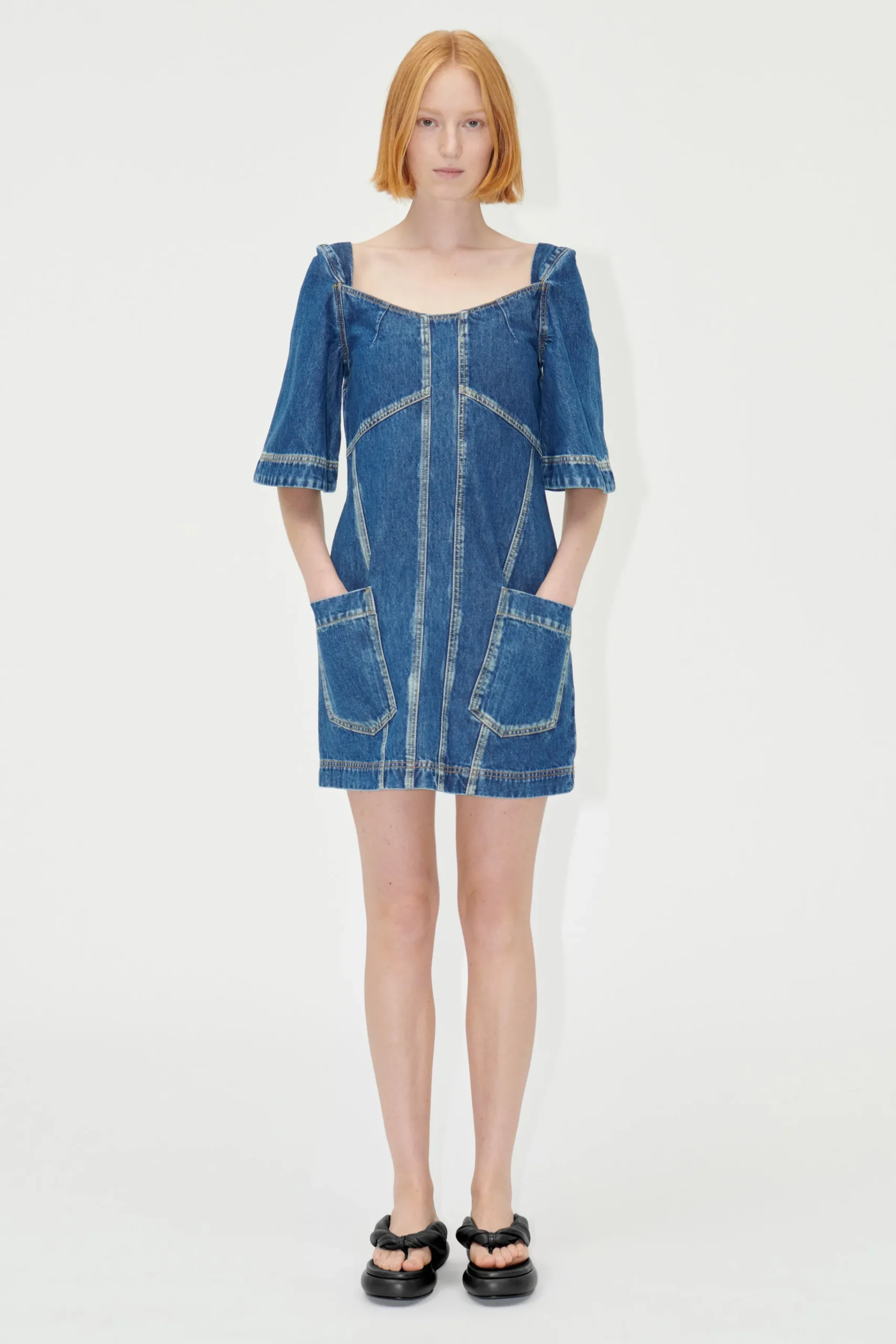SGYvonne Denim Dress - Trompe L'oeil-STINE GOYA Discount