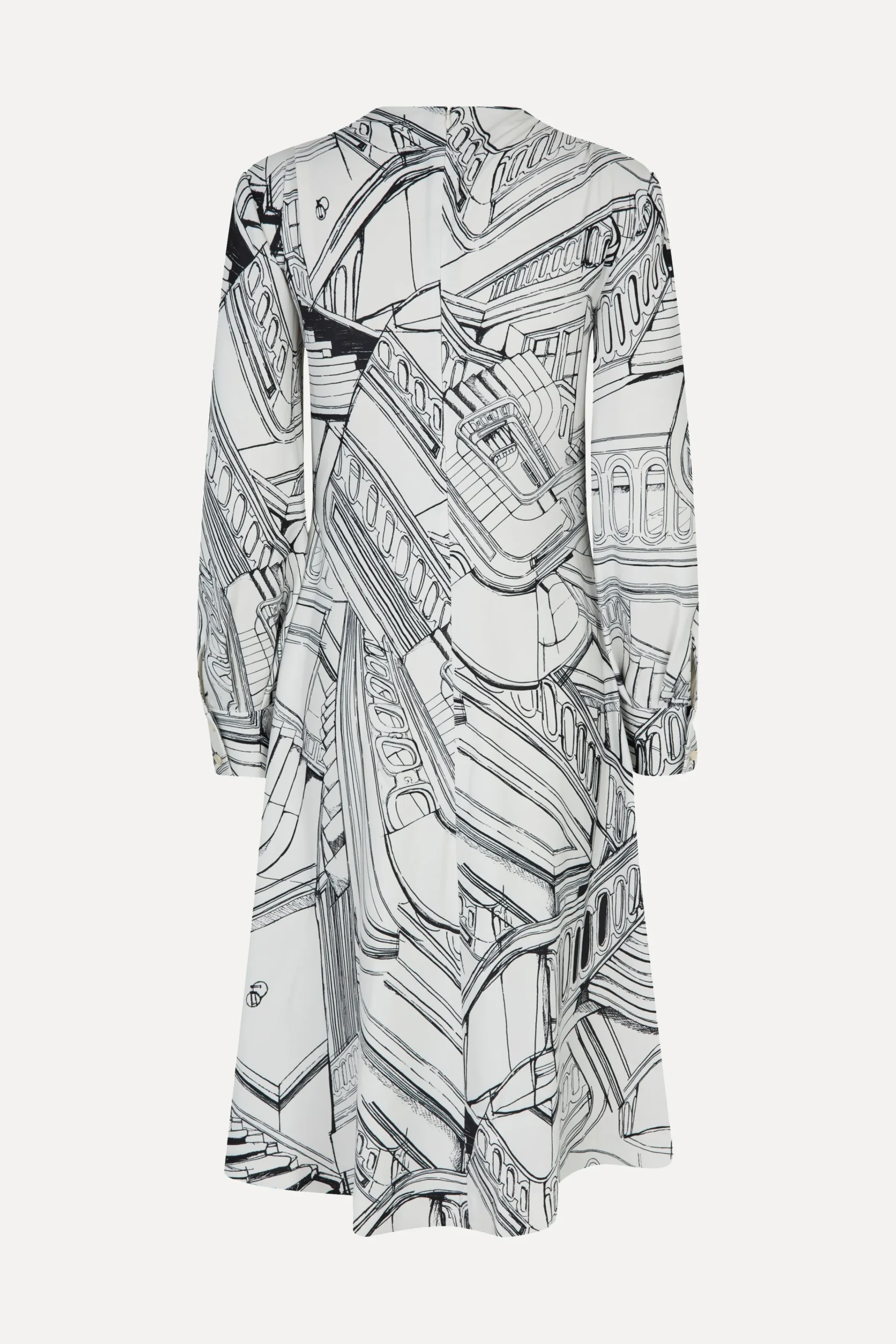 Shoulder Pleated Long Dress - Fineline Staircase-STINE GOYA Sale