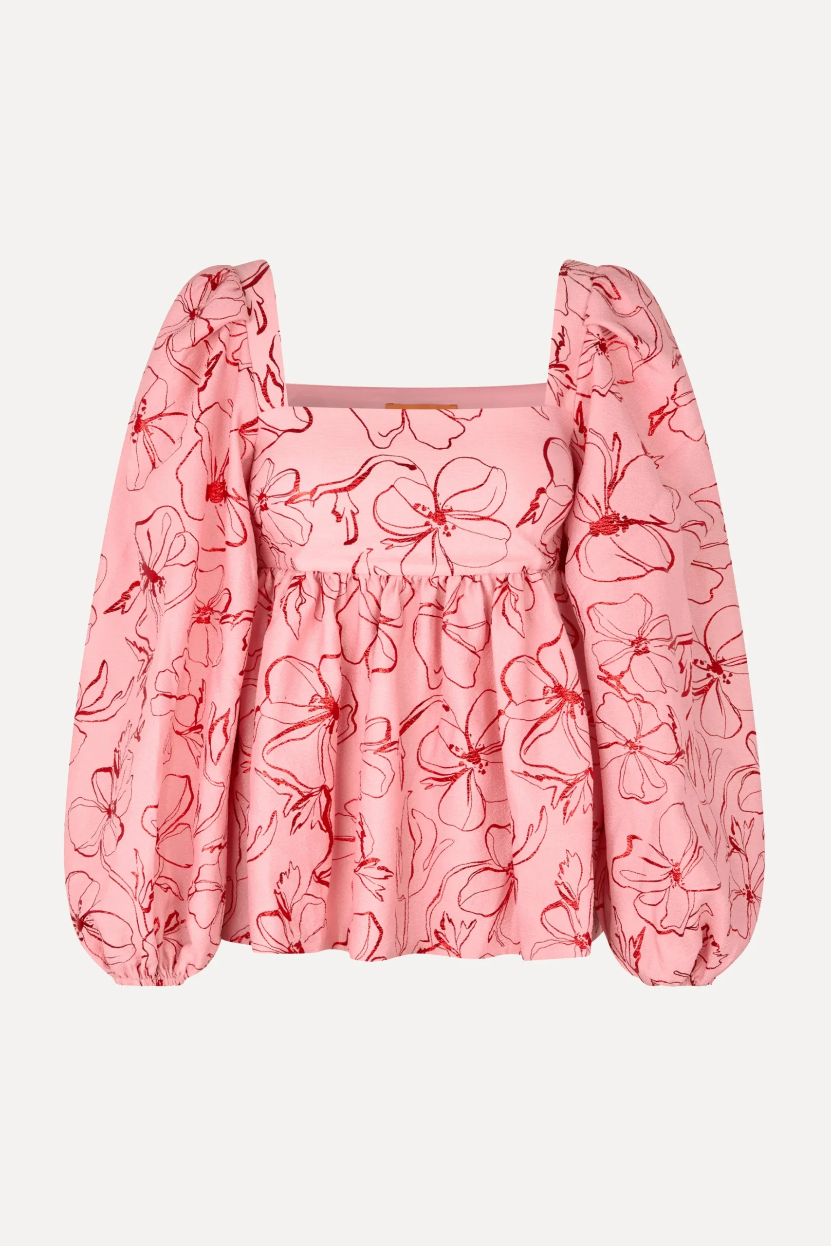 Square Neck Long Sleeve Top - Foil Foliage-STINE GOYA Cheap