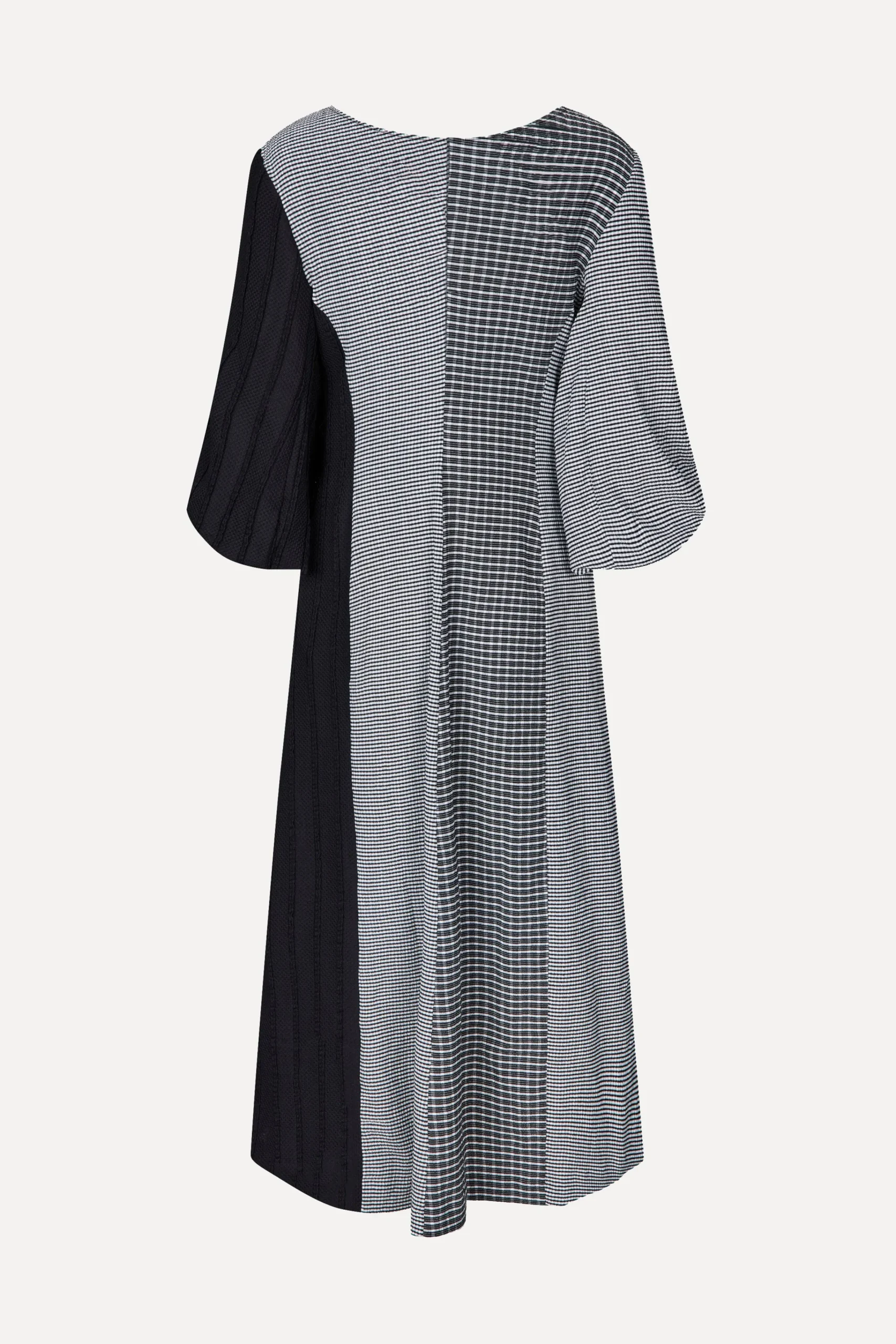 Three-Quarter Sleeve Midi Dress - Black / White-STINE GOYA Clearance