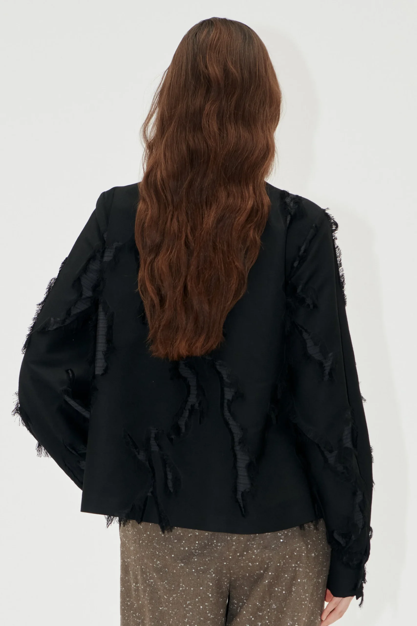 V Neck Long Sleeve Top - Jet Black-STINE GOYA Shop