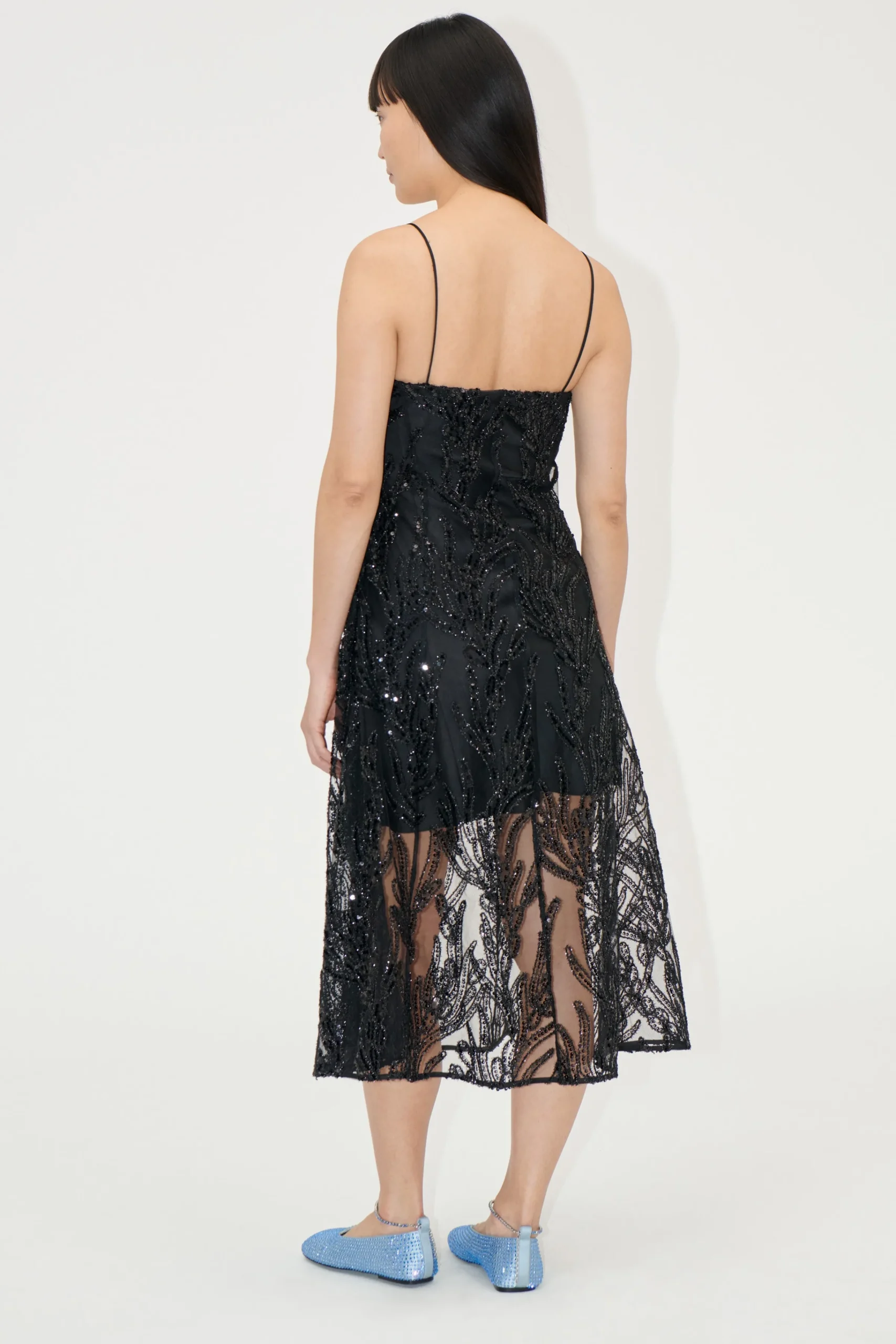 V Neck Midi Dress - Abstract Embellishment-STINE GOYA Discount