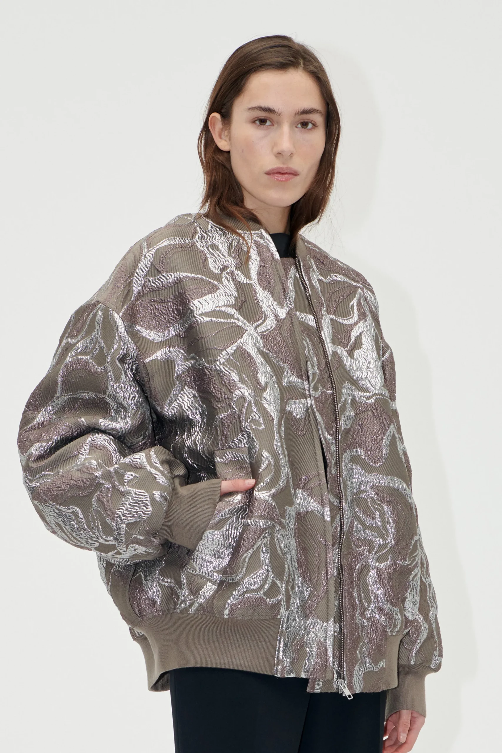Volominous Bomber Jacket - Abstract Foliage-STINE GOYA Clearance