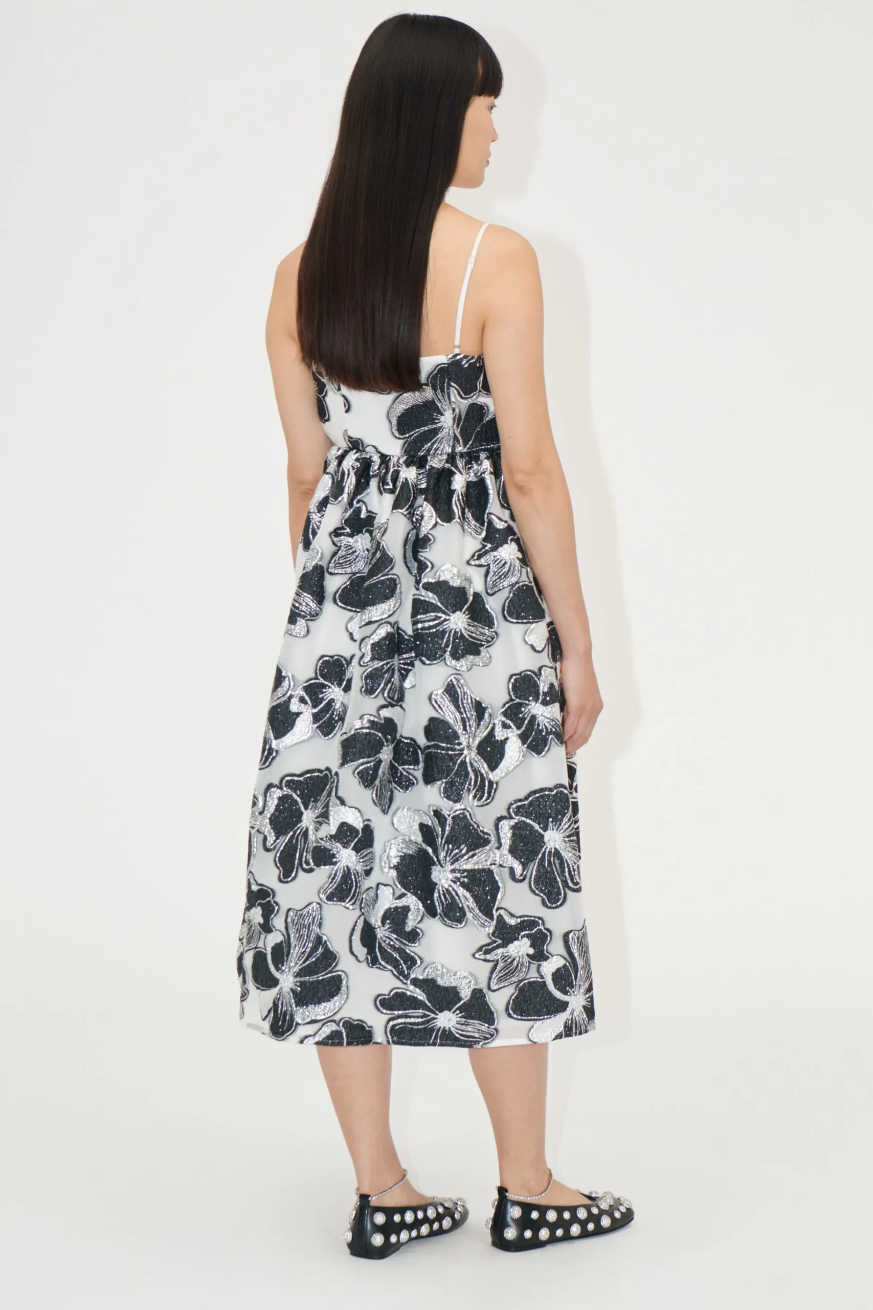 Voluminous Gathered Midi Dress - Anemone Jacquard-STINE GOYA Fashion