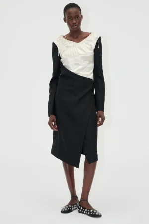 Wrap Midi Dress - Black / Butter Milk-STINE GOYA New