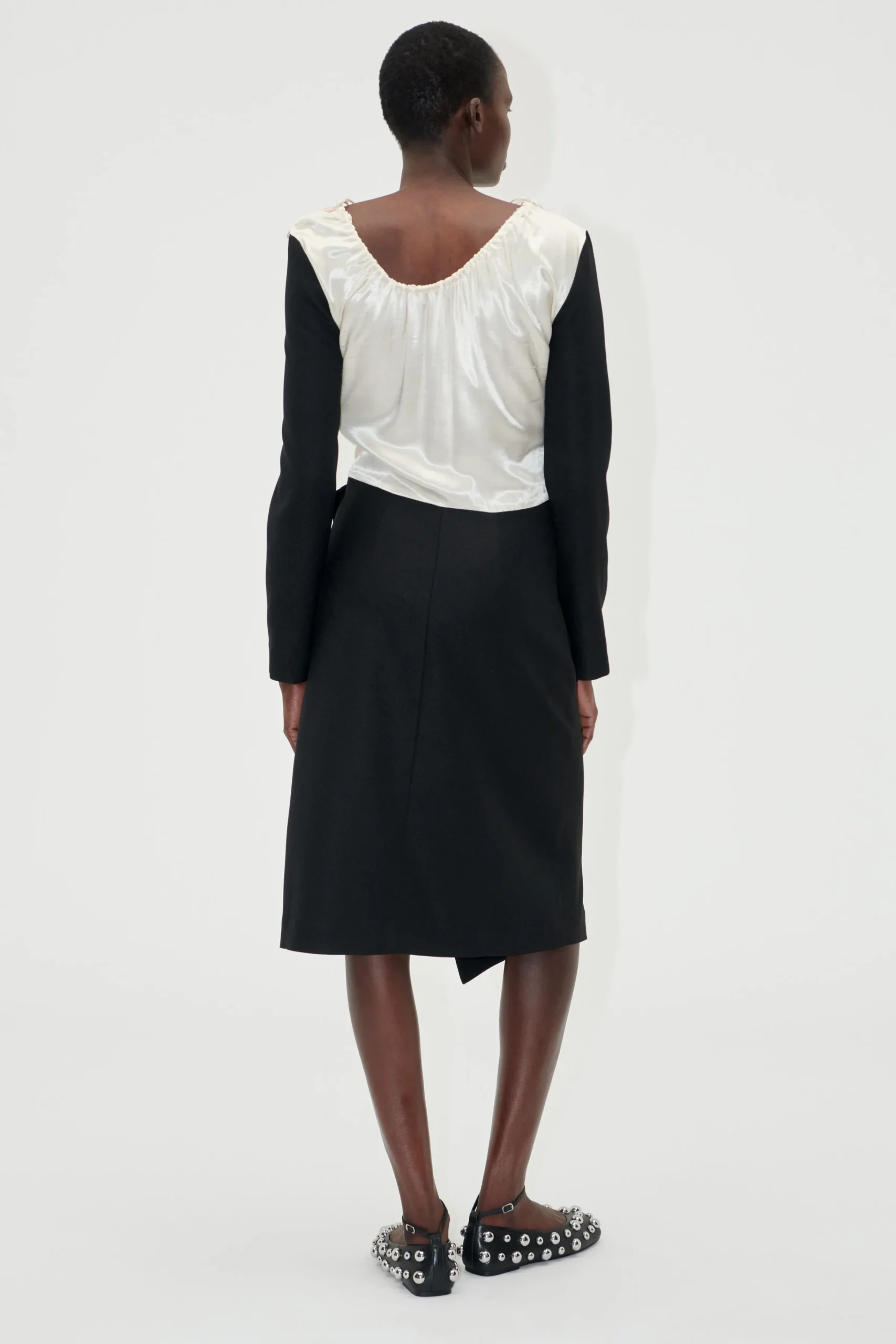 Wrap Midi Dress - Black / Butter Milk-STINE GOYA New