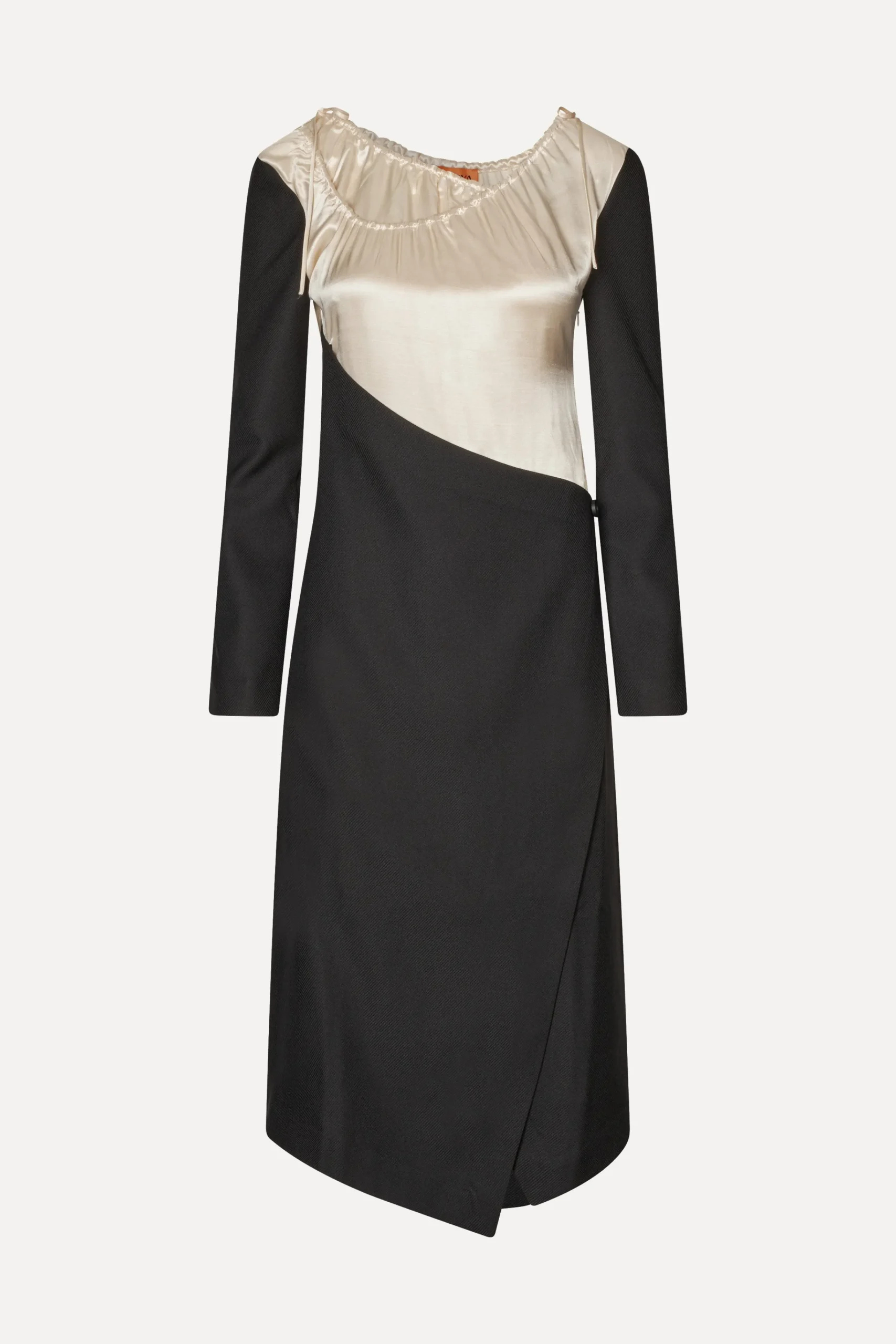 Wrap Midi Dress - Black / Butter Milk-STINE GOYA New